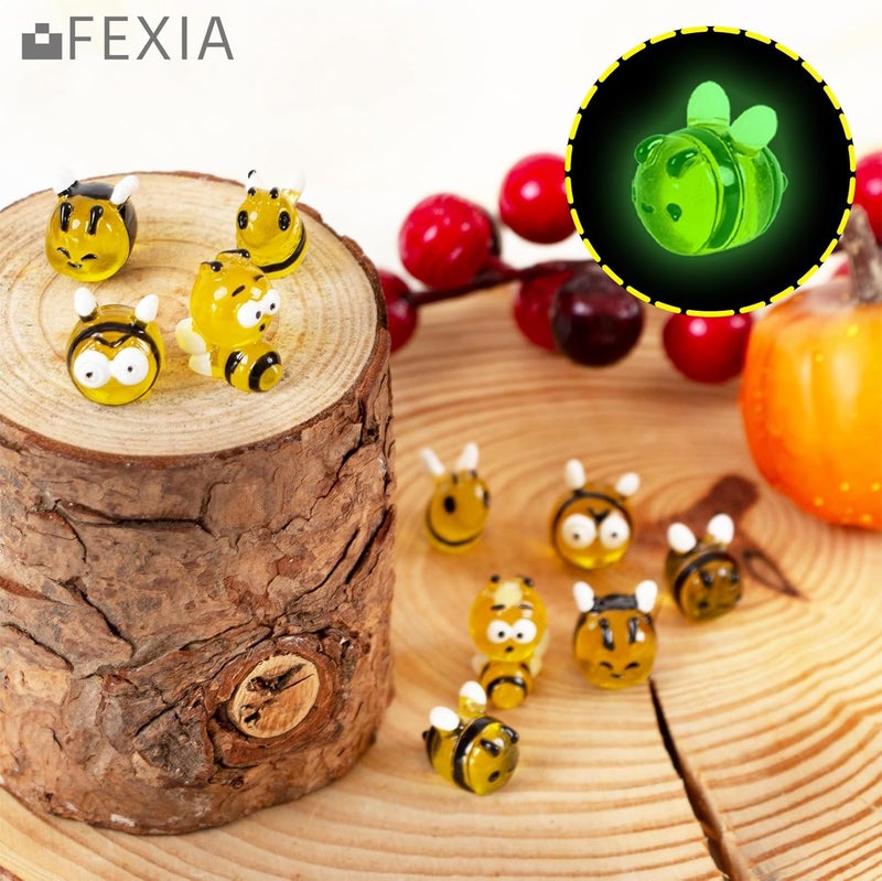 FEXIA 30pcs Mini Resin Bees Tiny Figures Glow in The Dark Tiny Craft Bees for Aquariums Dollhouses Garden Landscape Birthday Party Table Decoration - Image 3